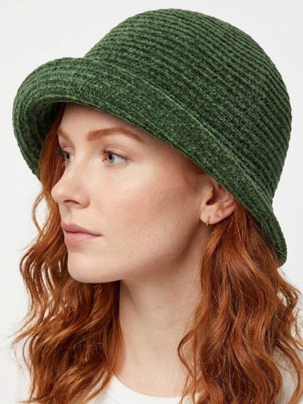Vintage Villager Chenille Bucket Hat Forest Green O/S